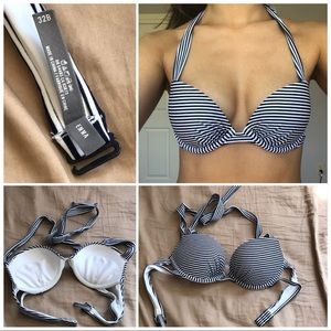 ❄️Aerie Emma Navy Striped Bikini Top - 32B